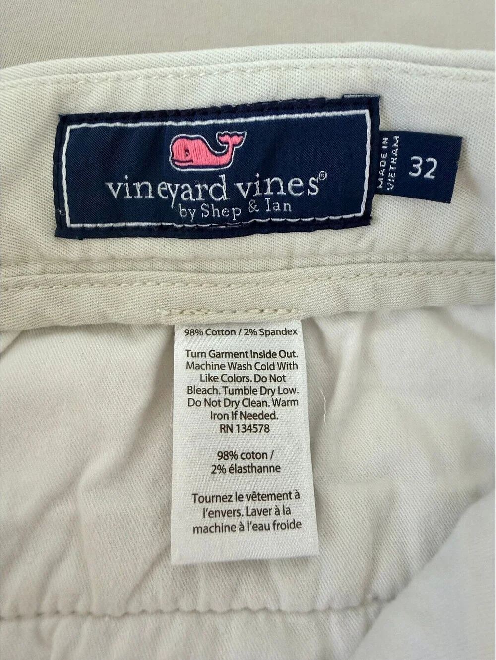 Vineyard Vines Men’s Chino Shorts Size 32 Khaki Stretch Cotton